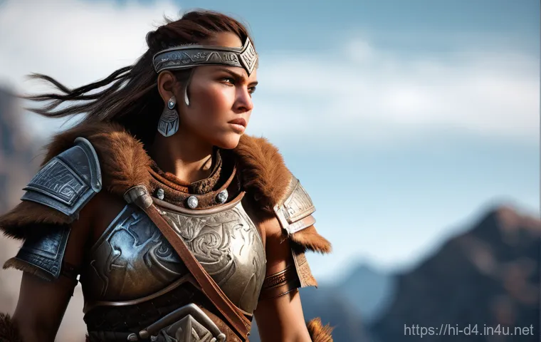 디아블로4 캐릭터 커스터마이징 - **Prompt 1: Barbarian Warrior (Female)** - Focus on strength, tribal elements, weathered look, heavy...
